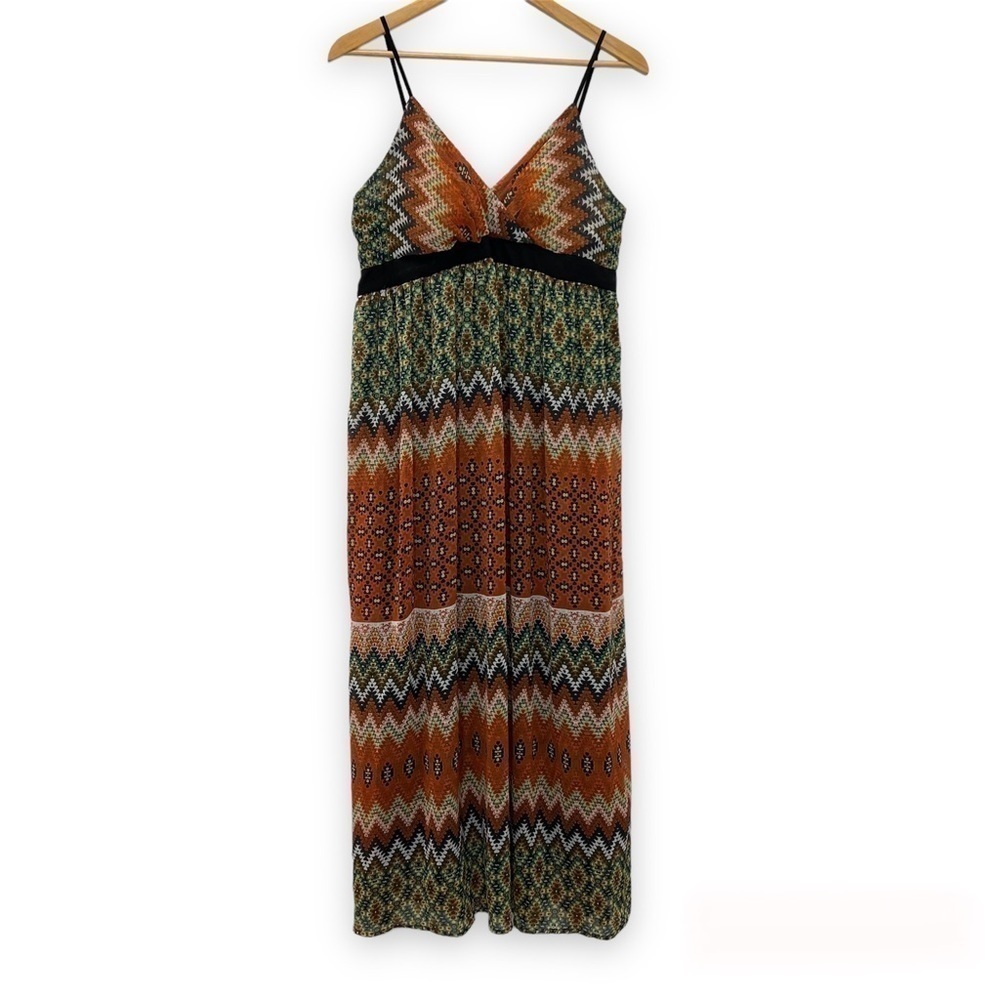 𝅺MLLE Gabrielle Boho Chiffon Maxi‎ Dress Large L